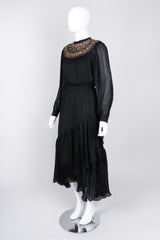 Recess Los Angeles Vintage Egyptian Beaded Collar Silk Chiffon Dress
