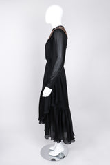 Recess Los Angeles Vintage Egyptian Beaded Collar Silk Chiffon Dress