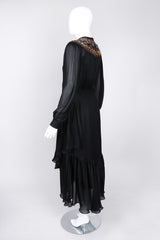 Recess Los Angeles Vintage Egyptian Beaded Collar Silk Chiffon Dress