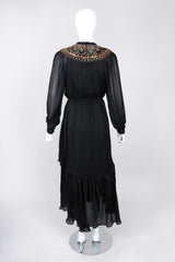 Recess Los Angeles Vintage Egyptian Beaded Collar Silk Chiffon Dress