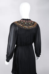 Recess Los Angeles Vintage Egyptian Beaded Collar Silk Chiffon Dress