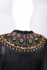 Recess Los Angeles Vintage Egyptian Beaded Collar Silk Chiffon Dress