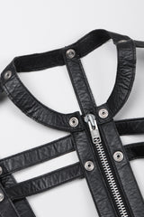 Recess Los Angeles Vintage Leather Cage Bondage Bomber Jacket