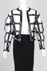 Recess Los Angeles Vintage Leather Cage Bondage Bomber Jacket