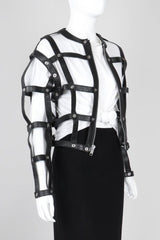 Recess Los Angeles Vintage Leather Cage Bondage Bomber Jacket