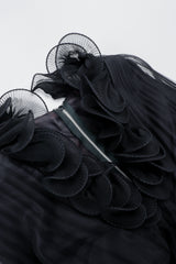 Vintage Bullocks Wilshire Pleated Chiffon Swing Top Neckline Detail