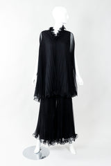 Vintage Bullocks Wilshire Pleated Chiffon Top & Palazzo Pant Set on Mannequin Front at Recess