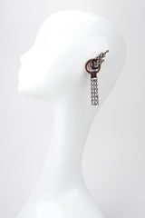 Recess Los Angeles Vintage Raffaele Giacomini Deadstock Bronze Crystal Mesh Elf Drop Earrings