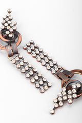 Recess Los Angeles Vintage Raffaele Giacomini Bronze Crystal Mesh Elf Drop Earrings