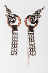 Recess Los Angeles Vintage Raffaele Giacomini Deadstock Bronze Crystal Mesh Elf Drop Earrings