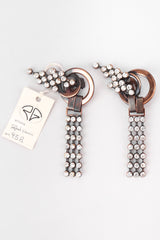 Recess Los Angeles Vintage Raffaele Giacomini Deadstock Bronze Crystal Mesh Elf Drop Earrings