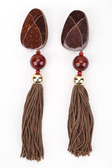 Recess Los Angeles Vintage Rafael Sanchez Coconut Wood Tassel Drop Earrings