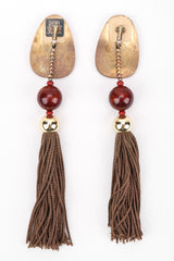 Recess Los Angeles Vintage Rafael Sanchez Coconut Wood Tassel Drop Earrings