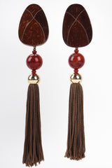Recess Los Angeles Vintage Rafael Sanchez Coconut Wood Tassel Drop Earrings