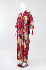 Recess Los Angeles Designer Consignment Vintage Japanese Yellow Rose Gucci inspired Silk Komon Kimono