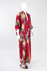 Recess Los Angeles Designer Consignment Vintage Japanese Yellow Rose Gucci inspired Silk Komon Kimono