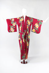 Recess Los Angeles Designer Consignment Vintage Japanese Yellow Rose Gucci inspired Silk Komon Kimono