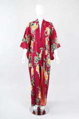 Recess Los Angeles Designer Consignment Vintage Japanese Yellow Rose Gucci inspired Silk Komon Kimono