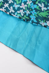 Recess Los Angeles Vintage No Label Silk Chiffron Dress Floral Teal