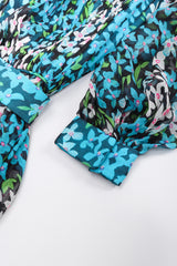 Recess Los Angeles Vintage No Label Silk Chiffron Dress Floral Teal