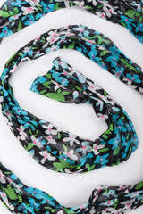 Recess Los Angeles Vintage No Label Silk Chiffron Dress Floral Teal