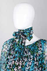 Recess Los Angeles Vintage No Label Silk Chiffron Dress Floral Teal