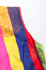 Vintage No Label Multicolor Rainbow Striped Mandarin Collar Frog Closures Embossed Asian Print