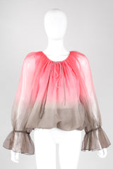 Recess Los Angeles Vintage Unlabeled Bill Blass Neapolitan Silk Chiffon Blouse and Pant Set