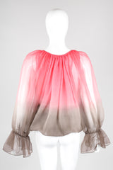 Recess Los Angeles Vintage Unlabeled Bill Blass Neapolitan Silk Chiffon Blouse and Pant Set