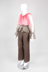 Recess Los Angeles Vintage Unlabeled Bill Blass Neapolitan Silk Chiffon Blouse and Pant Set