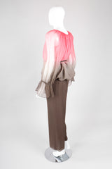 Recess Los Angeles Vintage Unlabeled Bill Blass Neapolitan Silk Chiffon Blouse and Pant Set