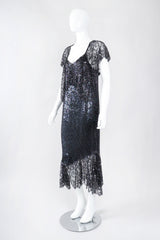 Recess Los Angeles Vintage Embellished Bead Lace Bertha Collar Dance Dress