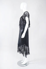 Recess Los Angeles Vintage Embellished Bead Lace Bertha Collar Dance Dress