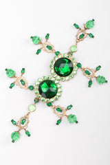 Recess Los Angeles Vintage Unsigned Green Envy Crystal Gem Filigree Chandelier Earrings