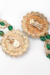 Recess Los Angeles Vintage Unsigned Green Envy Crystal Gem Filigree Chandelier Earrings