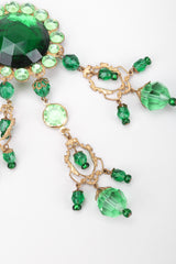 Recess Los Angeles Vintage Unsigned Green Envy Crystal Gem Filigree Chandelier Earrings
