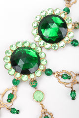 Recess Los Angeles Vintage Unsigned Green Envy Crystal Gem Filigree Chandelier Earrings