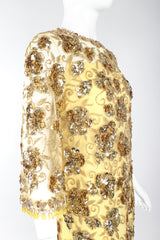 Recess Designer Consignment Vintage Golden Embellished Shift Dress Los Angeles Resale Recycled