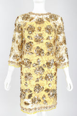 Recess Designer Consignment Vintage Golden Embellished Shift Dress Los Angeles Resale Recycled