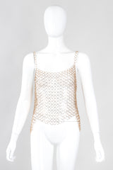 Recess Los Angeles Vintage St John Linked Metal Gold Rings Tank Style Top