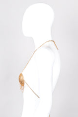 Recess Los Angeles Vintage Vintage Metal Gold Cup Chain Bra Prism Floral Design