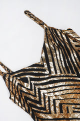 Recess Los Angeles Vintage Deco Gold Velvet Lamé Maxi Slipdress