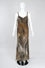 Recess Los Angeles Vintage Deco Gold Velvet Lamé Maxi Slipdress