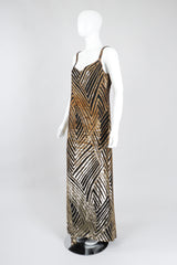 Recess Los Angeles Vintage Deco Gold Velvet Lamé Maxi Slipdress