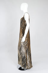 Recess Los Angeles Vintage Deco Gold Velvet Lamé Maxi Slipdress