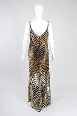 Recess Los Angeles Vintage Deco Gold Velvet Lamé Maxi Slipdress