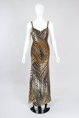 Recess Los Angeles Vintage Deco Gold Velvet Lamé Maxi Slipdress