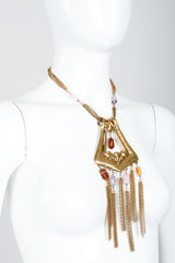 Vintage Unsigned Hammered Fringe Plate Necklace on Mannequin at Recess Los Angeles