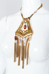 Vintage Unsigned Hammered Fringe Plate Necklace on Mannequin close at Recess Los Angeles