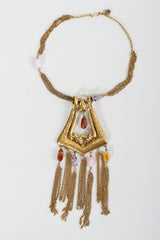 Vintage Unsigned Hammered Fringe Plate Necklace at Recess Los Angeles